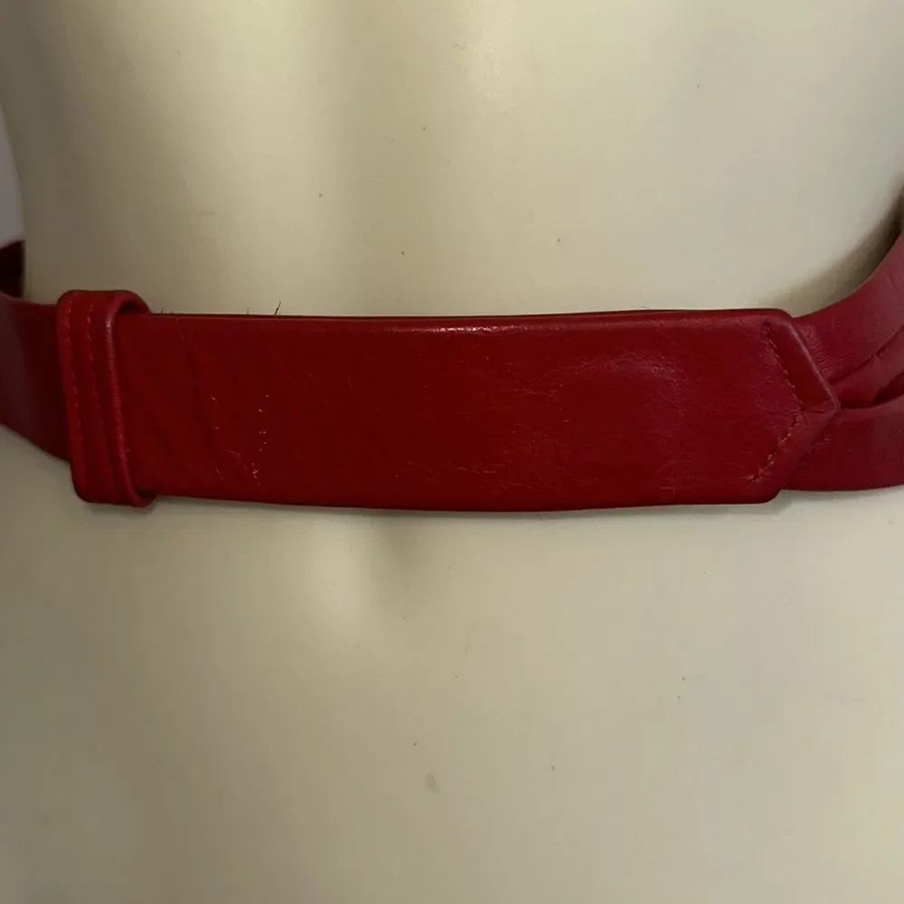 Vintage 80s‎ red leather belt -Small